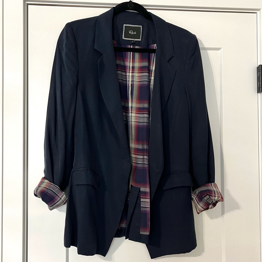 Rails - Navy Blazer with Plaid Details